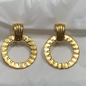 Monet Gold-Tone Textured Hoop Earrings